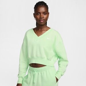 NIKE PHOENIX FLEECE CROPPED V-NECK TOP